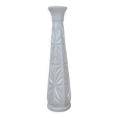 Vintage white moulded glass soliflore in Art Deco style from the 1960s.