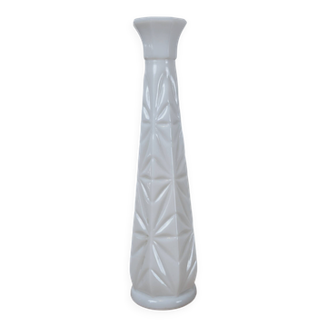 Vintage white moulded glass soliflore in Art Deco style from the 1960s.