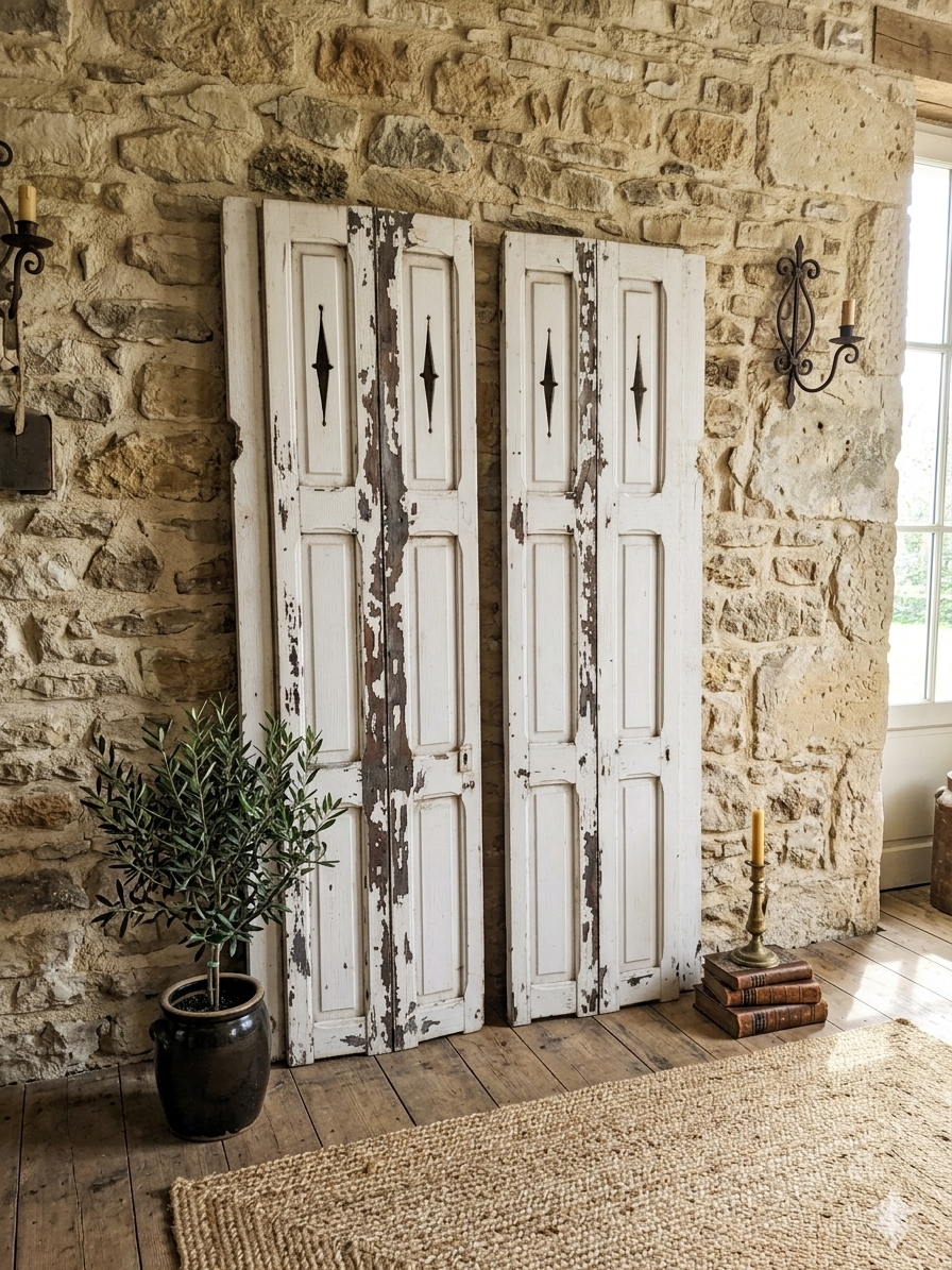 Pair of old shutters