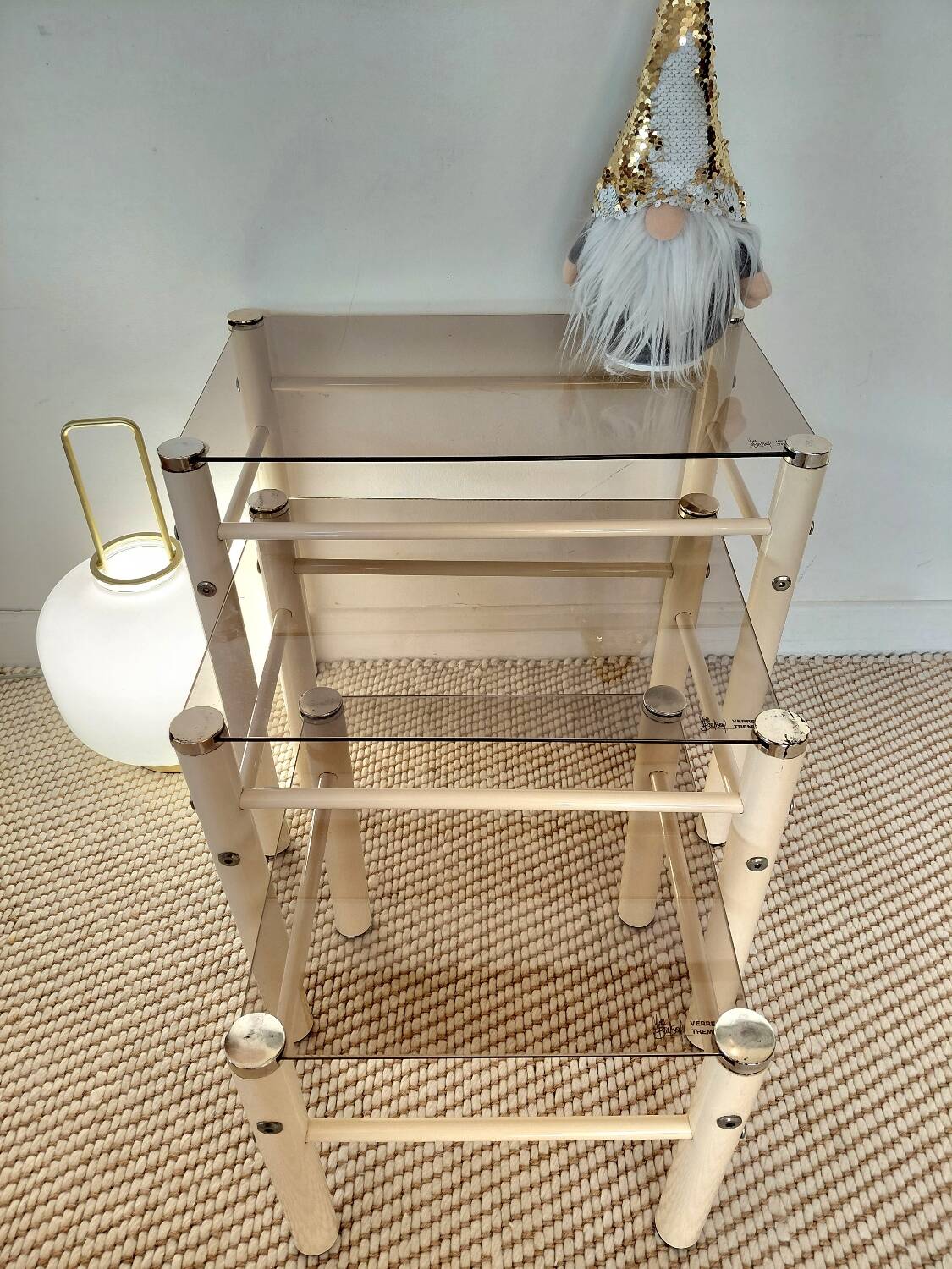 Beige Metal Nesting Tables Yves Boutboul 1970s