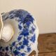 Blue faience shower footrest Bryonia H&C 19th Century Art Nouveau Hache Vierzon
