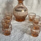 Vintage pink glass liqueur service
