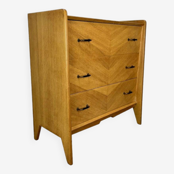 Commode années 50 pied compas bois blond