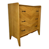 50s chest of drawers with blond wood compass feet