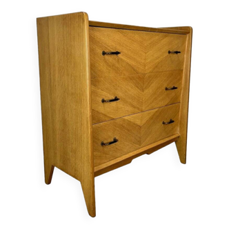 1950s chest of drawers with blond wood compass foot