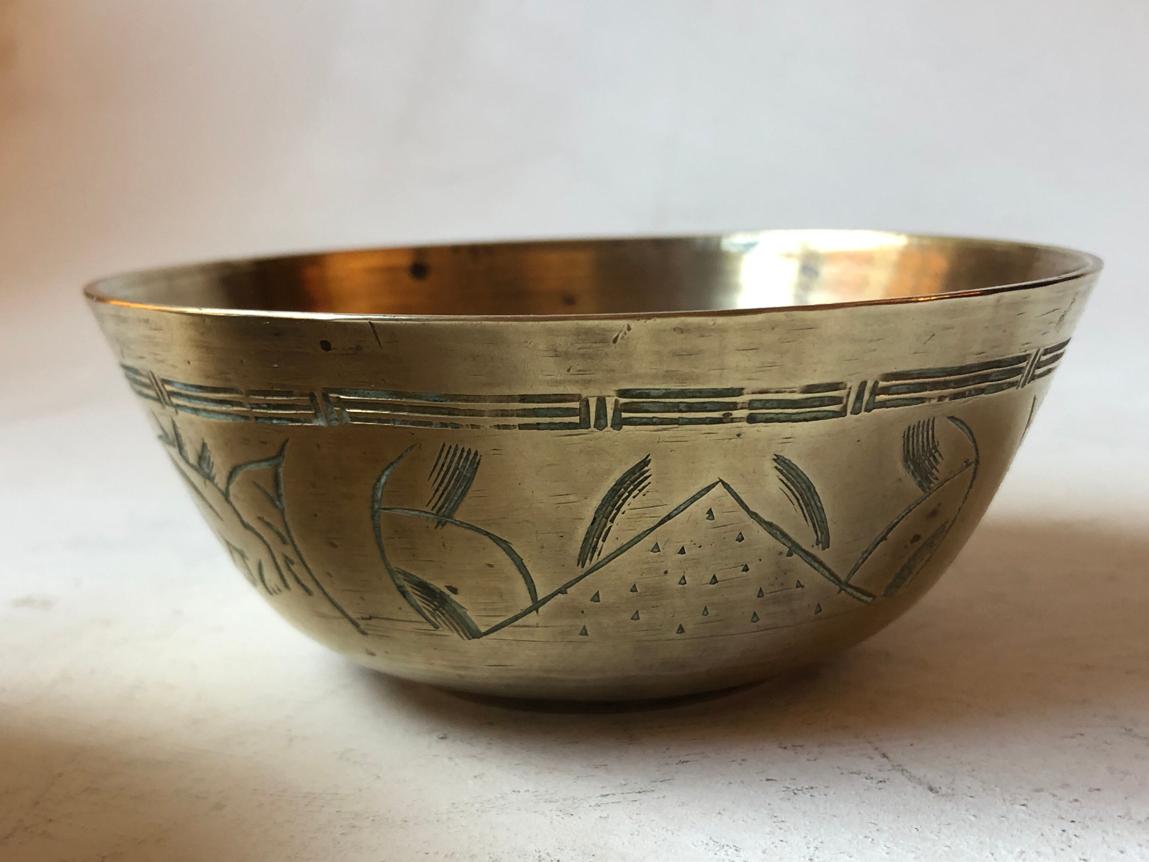 Set of brass Chinese cups