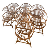 7 vintage rattan armchairs