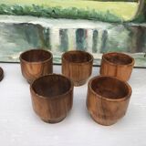 Five olive wood egg cups