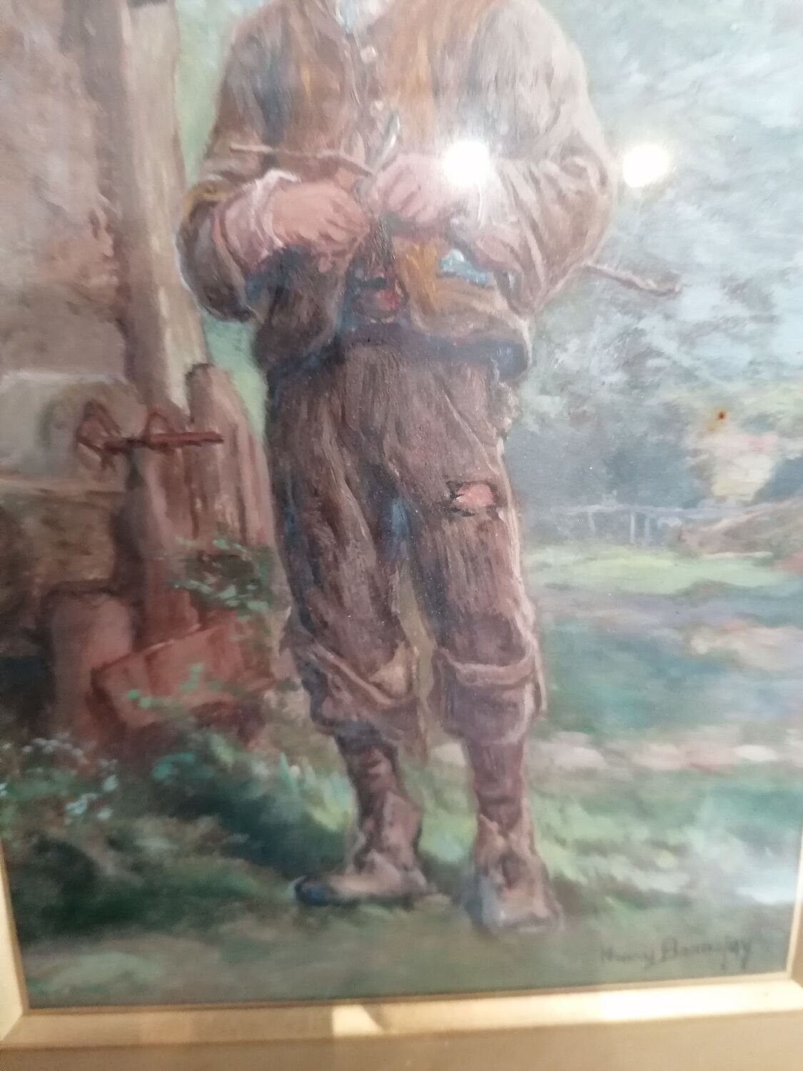 Painting of a young boy in the countryside