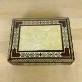 Mother-of-pearl and wood marquetry jewelry box