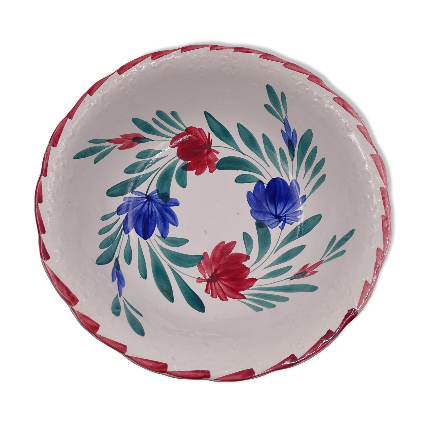 Large earthenware bowl of Moulin-des-Loups - Floral decoration - Around 1960