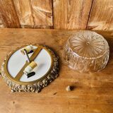 Glass and chiseled bronze ceiling light from the 50s/60s