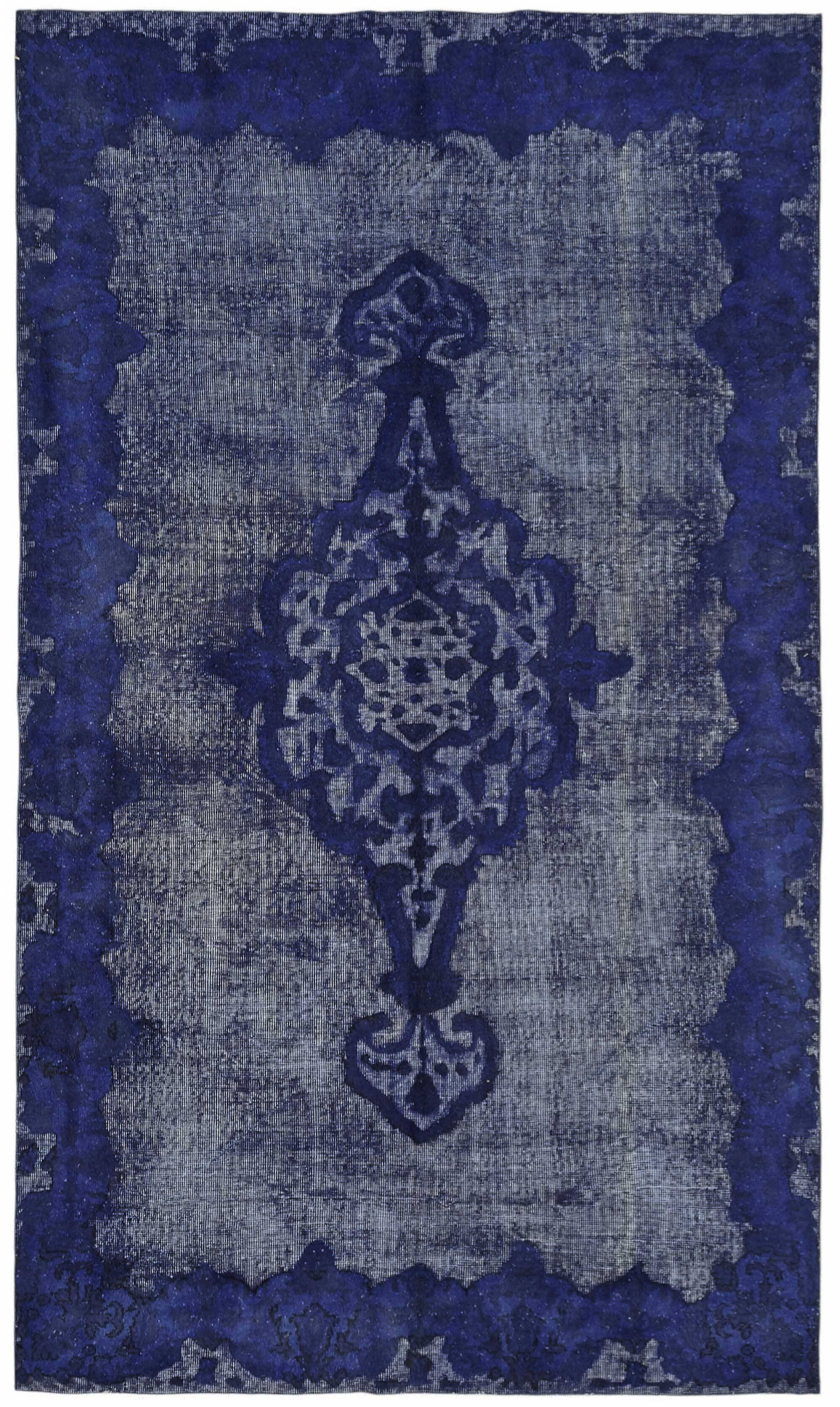 Overdyed Wool Vintage Handmade Carved Rug 174 cm x 297 cm