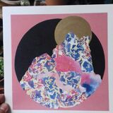 Pink sacred mountain illustration