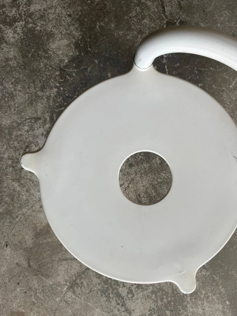 White molded plastic Kartell stool with metal legs — Anna Castelli Ferrieri, 1970s