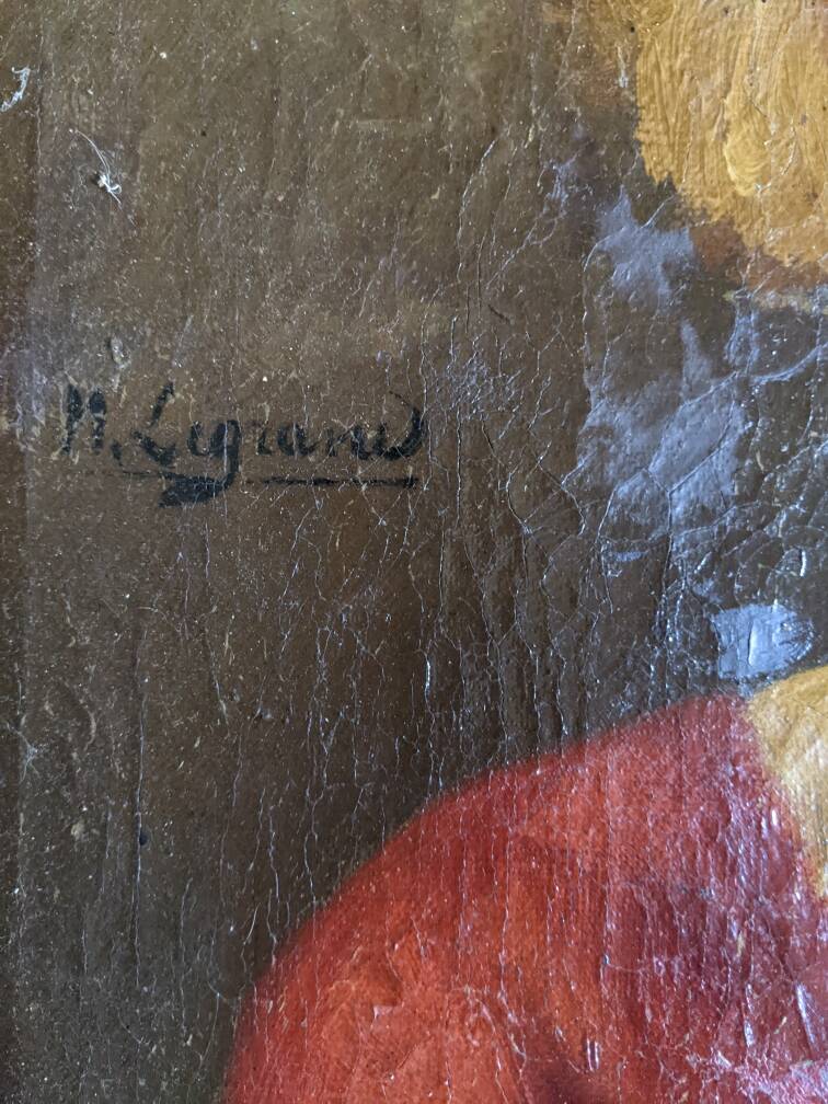 Oil on canvas gilded wooden frame old portrait of a young girl classic