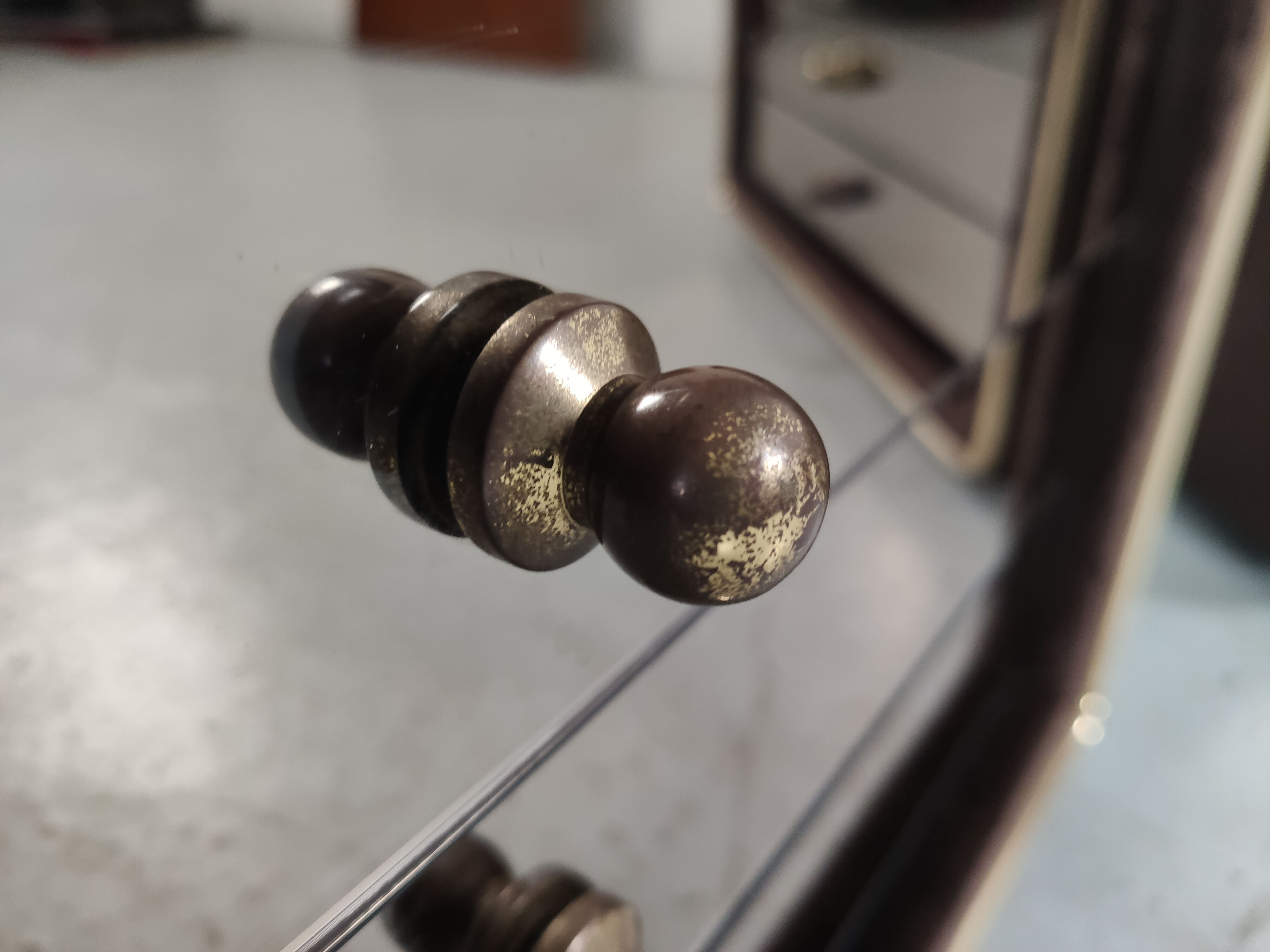 Pair of mirror and leather bedsides Ruf international, 60s/70s