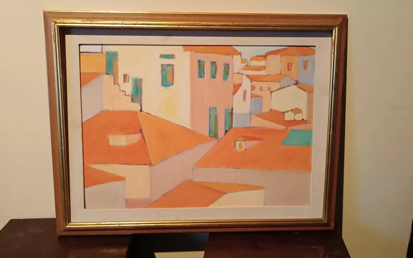 oil painting on hardboard view of Florence signed Migliorini