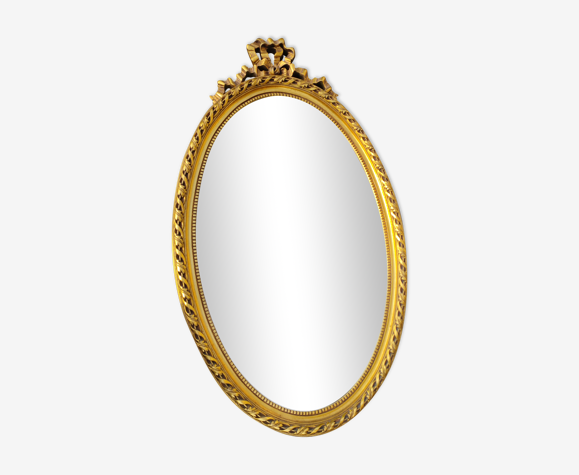 Miroir en bois ovale et doré style rococo 42x73cm