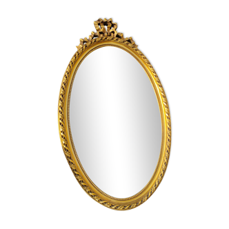Oval and gilded wooden mirror rococo style 42x73cm