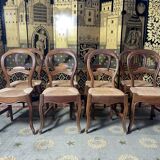 Suite of 8 Louis Philippe straw chairs