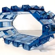 Art Deco Blue Glass Bowl / Centerpiece by Rudolf Schrötter -Inwald, Poland
