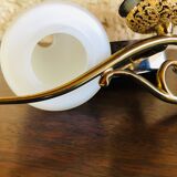 Pair of wall sconces in opaline and brass 60s