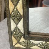 Oriental mirror in bone, copper and brass