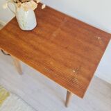 Table - old raw wood boarding school desk with compass legs