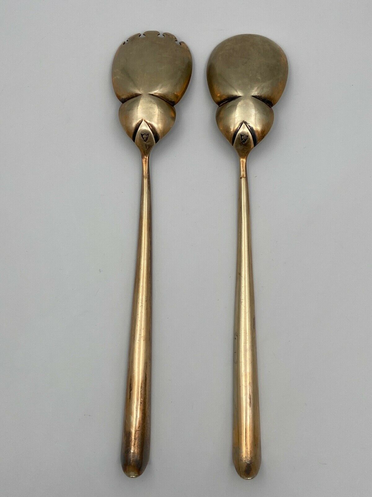 Pair of cutlery silver and vermeil poincon cupid