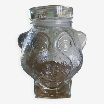 Bonbonnière pot à confiseries tête d’ours vintage 1970