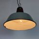 Industrial Petrol Enamel Factory Lamp with Cast Iron Top, 1960s