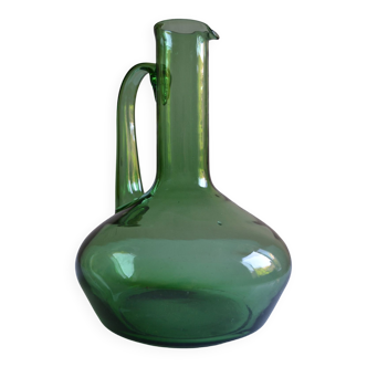 Green glass pitcher 60s