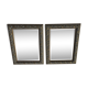 Pair of bevelled mirrors in white and gilded wood 86 x 66 cm