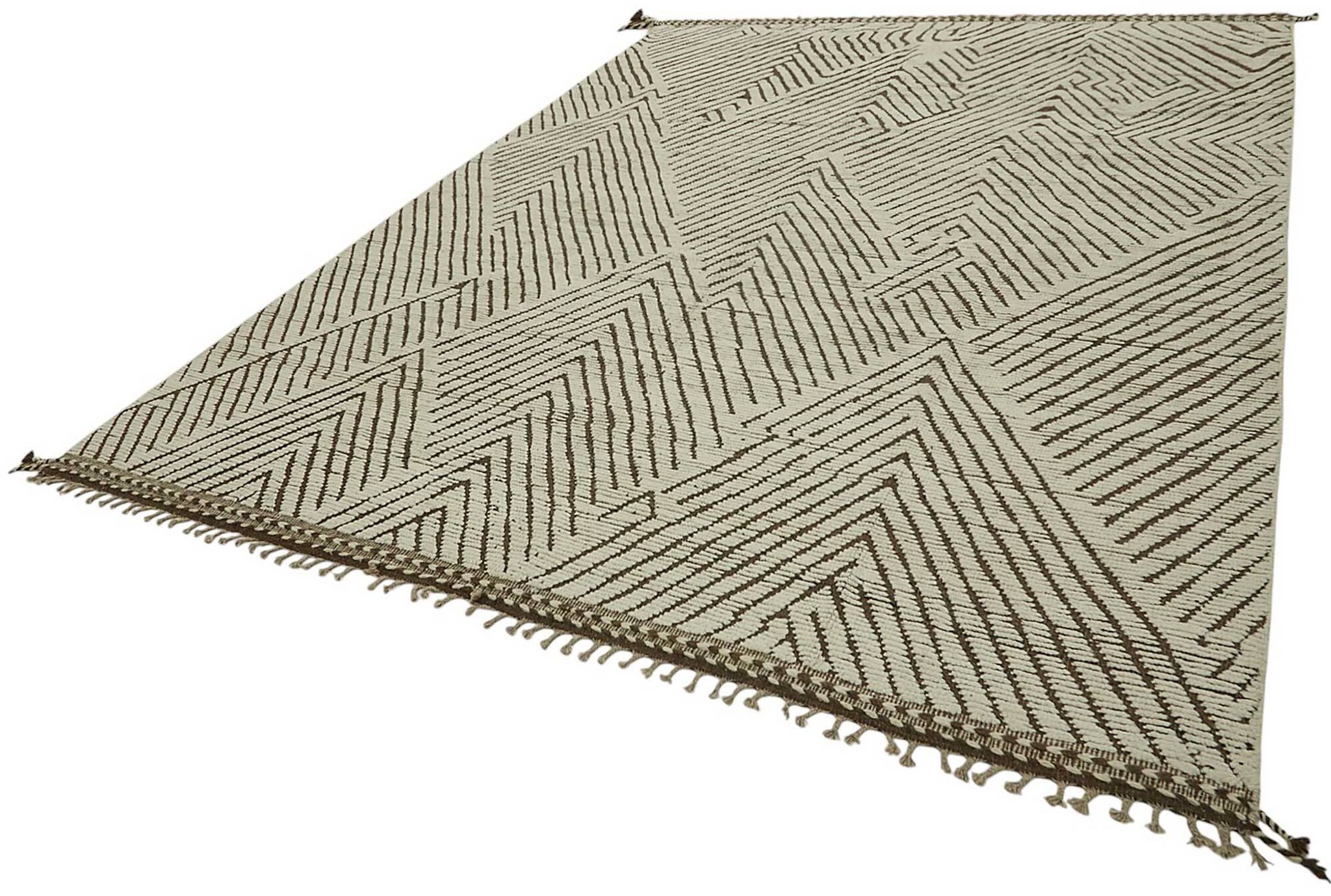 Handwoven Tribal One of a Kind 272 cm x 375 cm Beige Wool Carpet