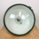 Industrial soviet green enamel pendant light with glass cover, 1960s