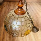 Suspension nacre et laiton, motifs fleuris