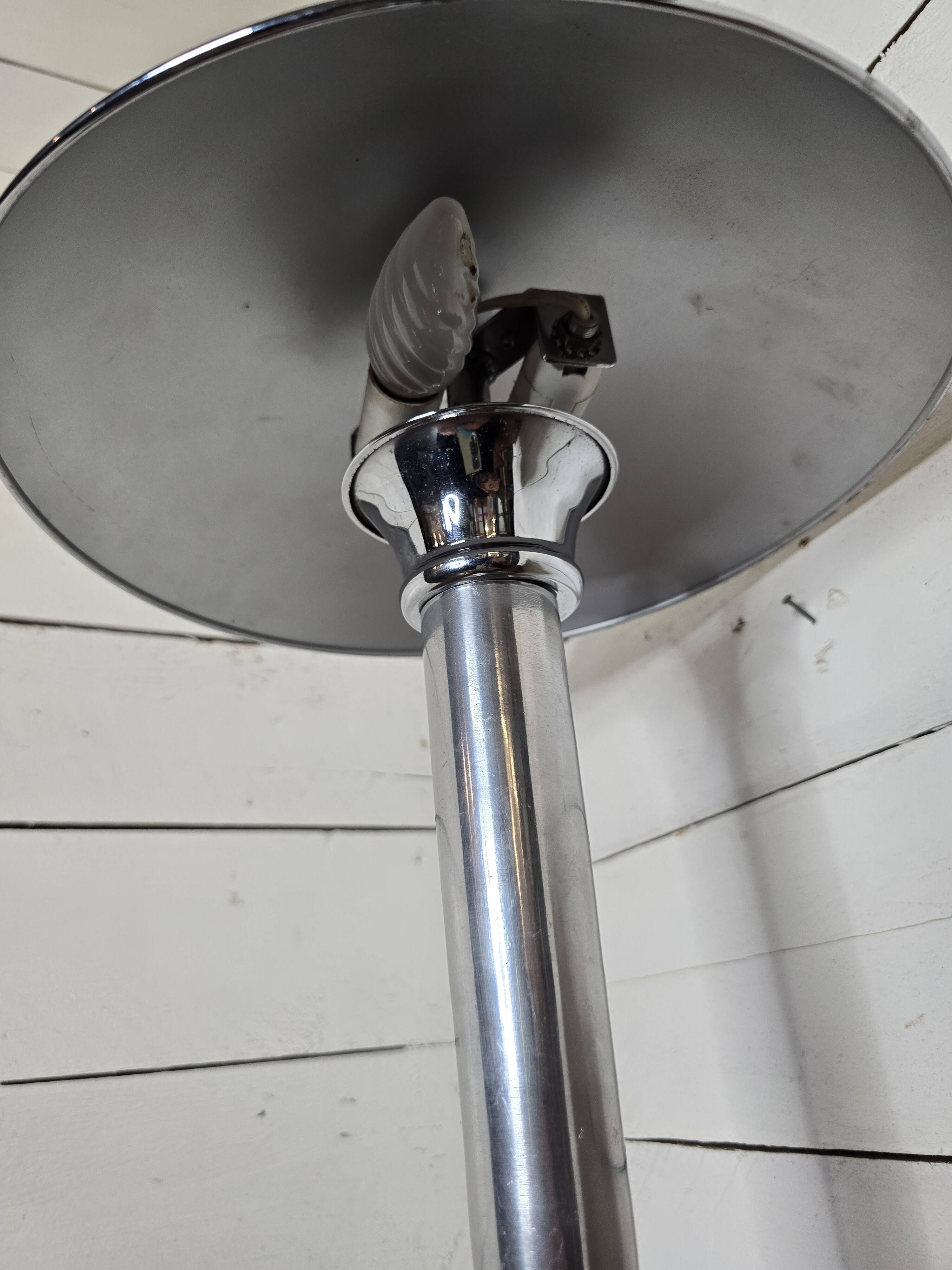 Chromed metal mushroom lamp from the 70s, 58 cm H