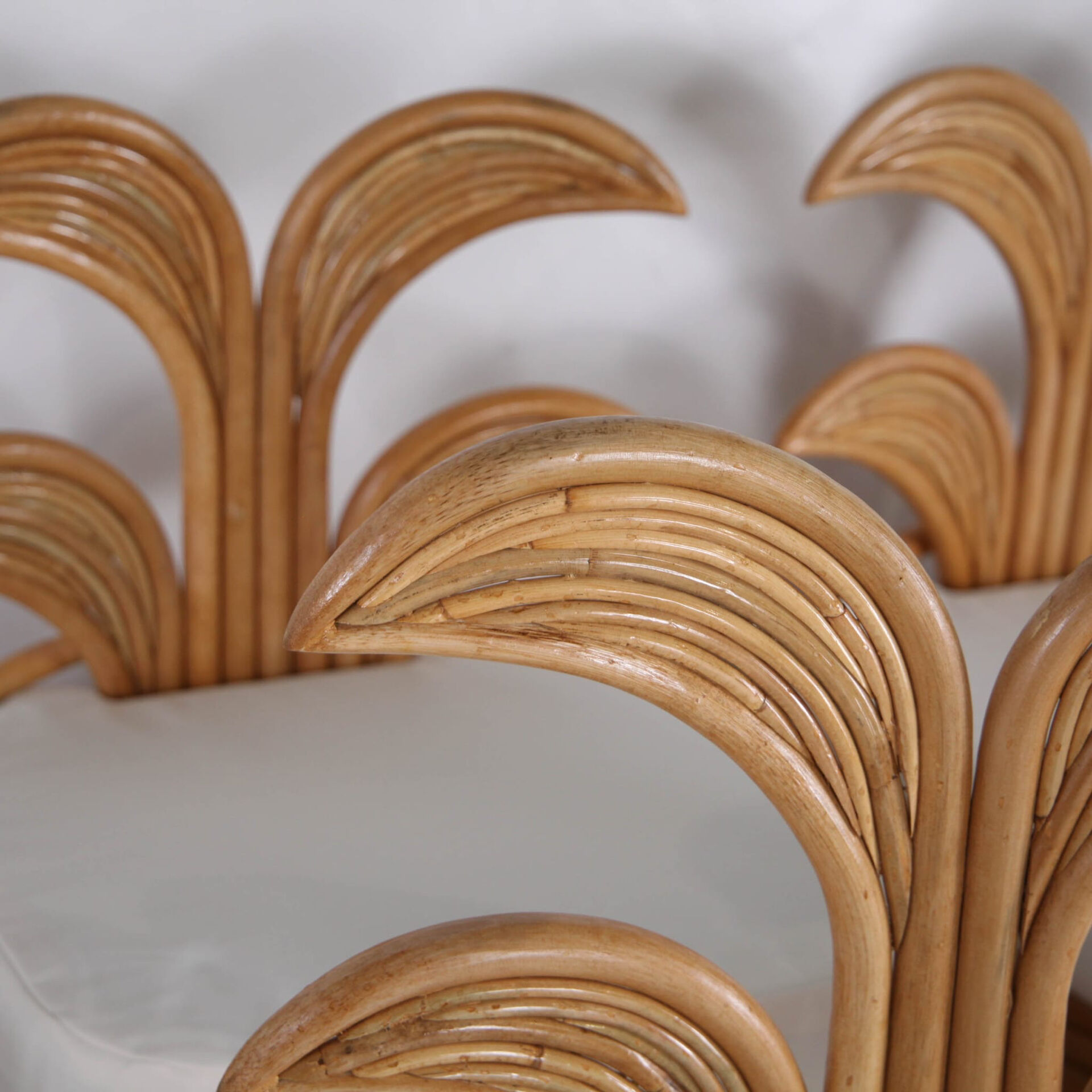 Set of 6 rattan chairs "palm tree"