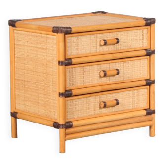 1970s Rattan drawer cabinet from France