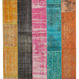 Tapis de patchwork turc surteint fait à la main 206 cm x 267 cm multicolor patchwork