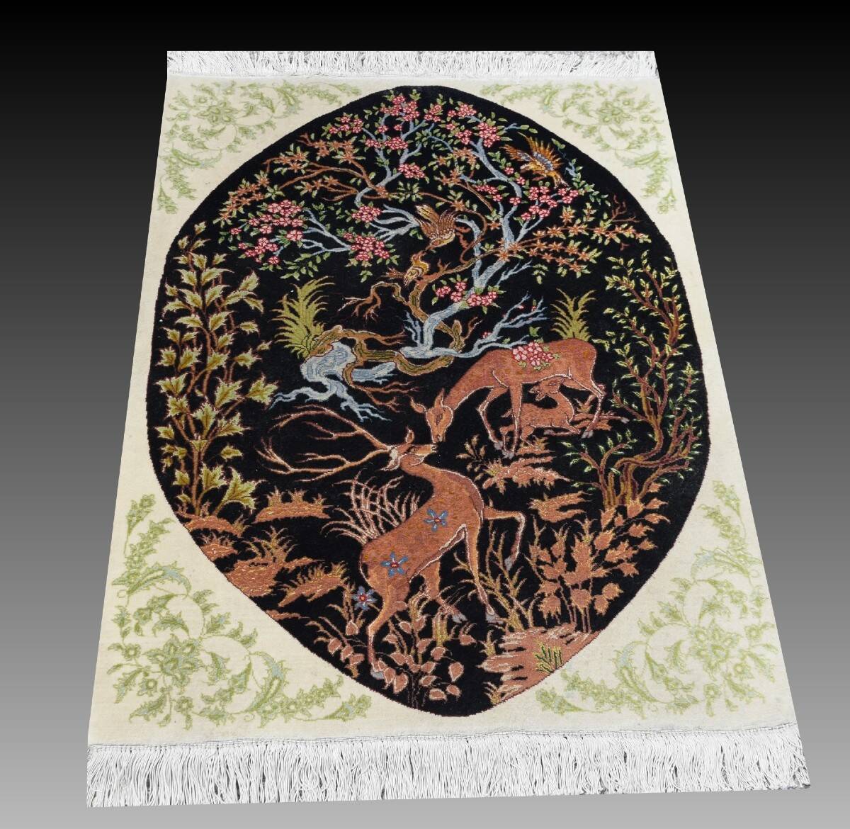 Oriental carpet TABRIZ Iran Wool and Silk: 95 x 75 cm - "Galerie Sardje"