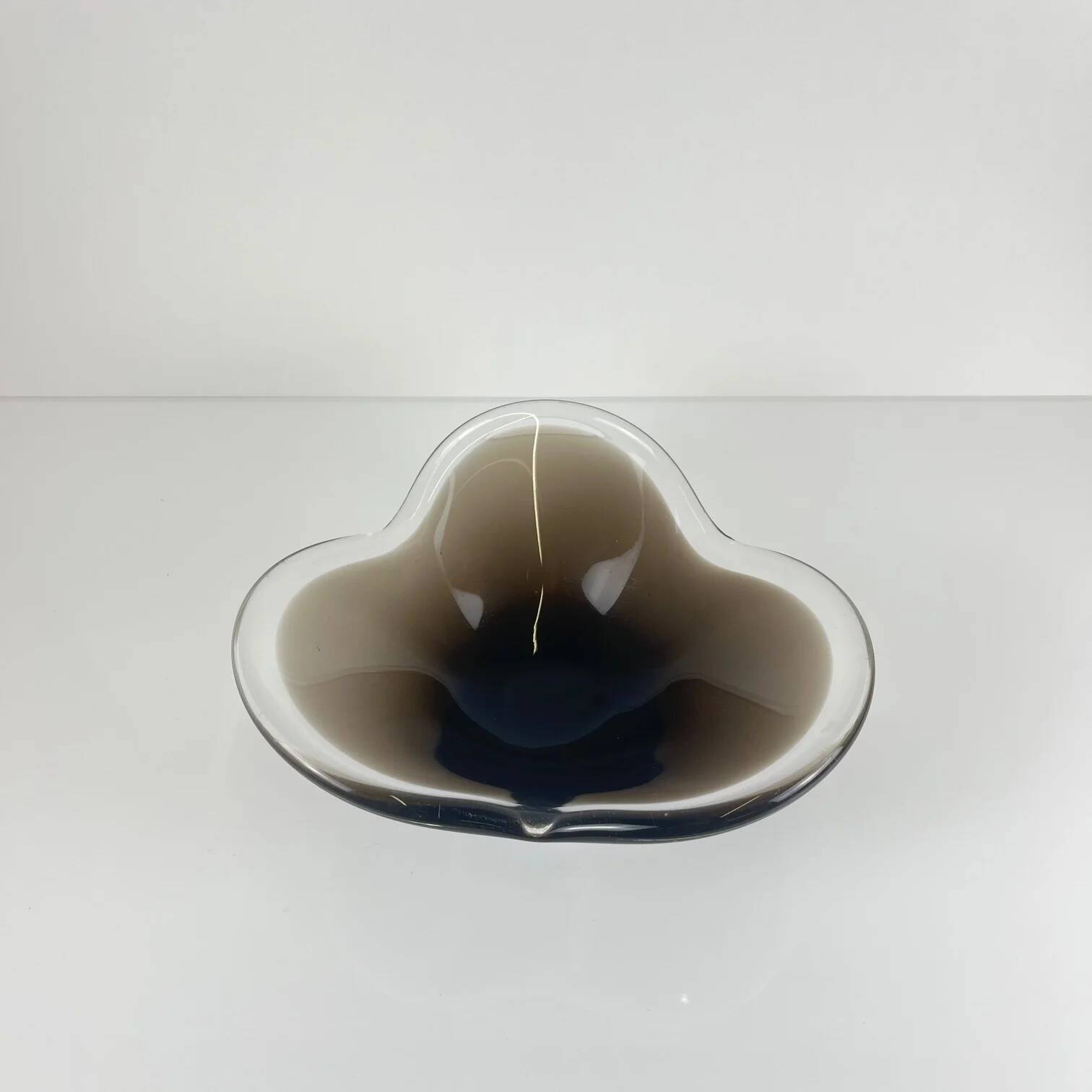 Smoked glass bowl, free-form, 1970