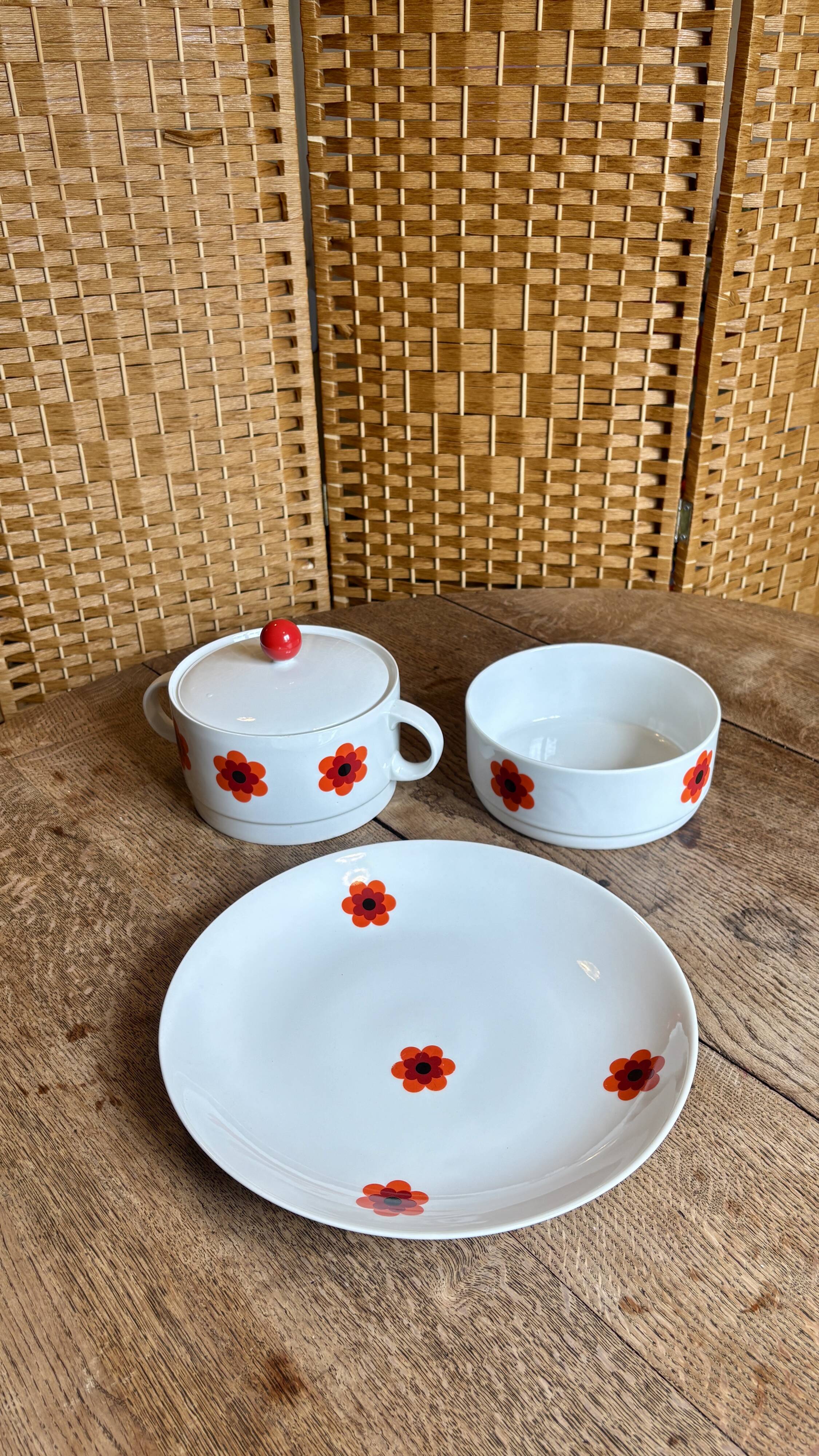 Lot de 3 plats de service vintages Scherzer Bavaria