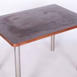 Original Bauhaus Walnut Table, Original Condition, Revived Polish, Czech, 1930s