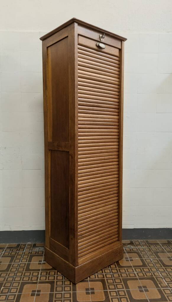 Classeur à rideau porte tambour en chêne clair, France, début des années 1900