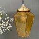 Suspension globe vintage art deco in yellow and gold glass