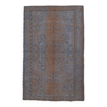 Slate Blue & Taupe Decorative Turkish Vintage Carpet Rug, 176x279 Cm