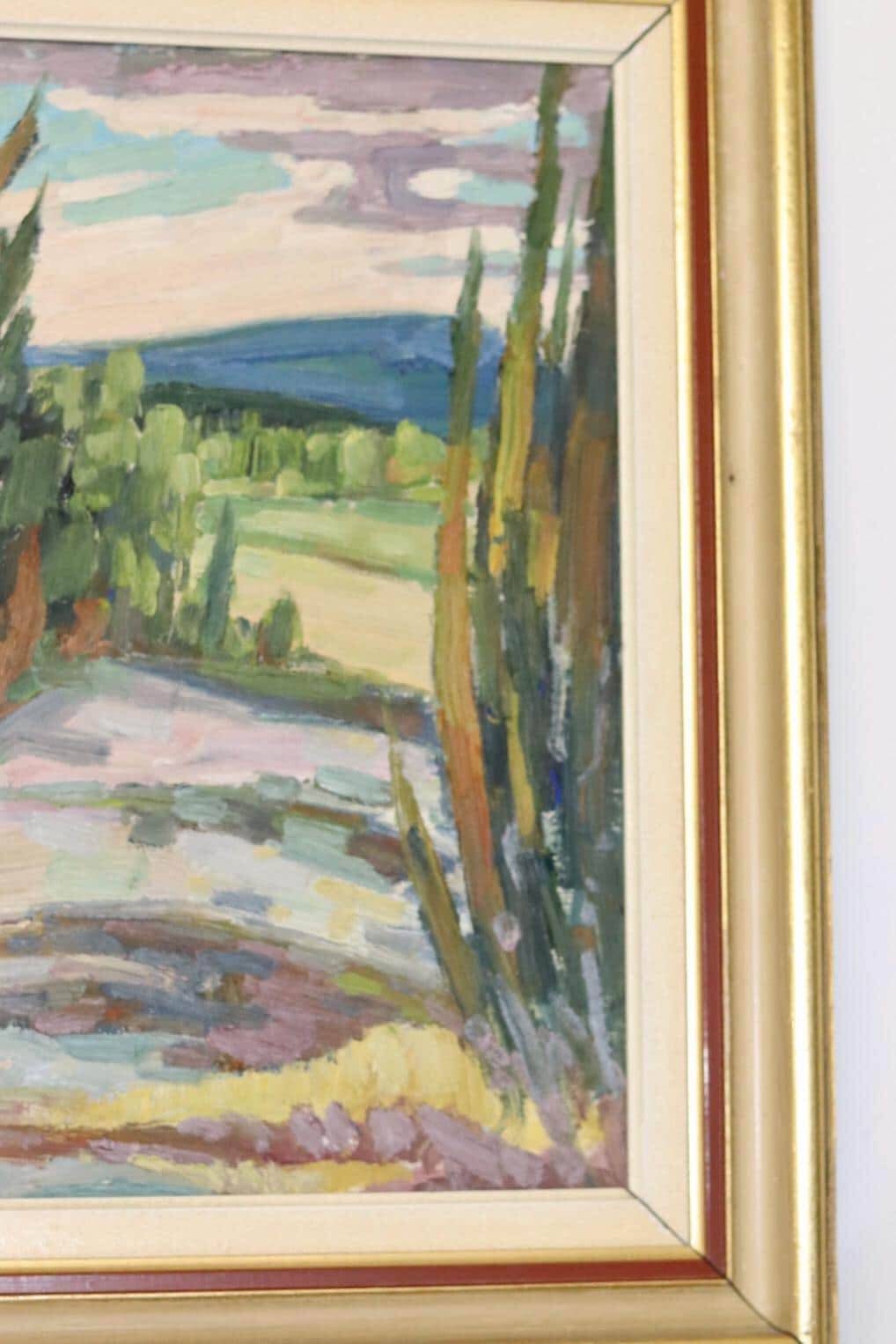 Oil painting on Swedish panel from the mid-century "Forest Landscape" - Vintage and framed