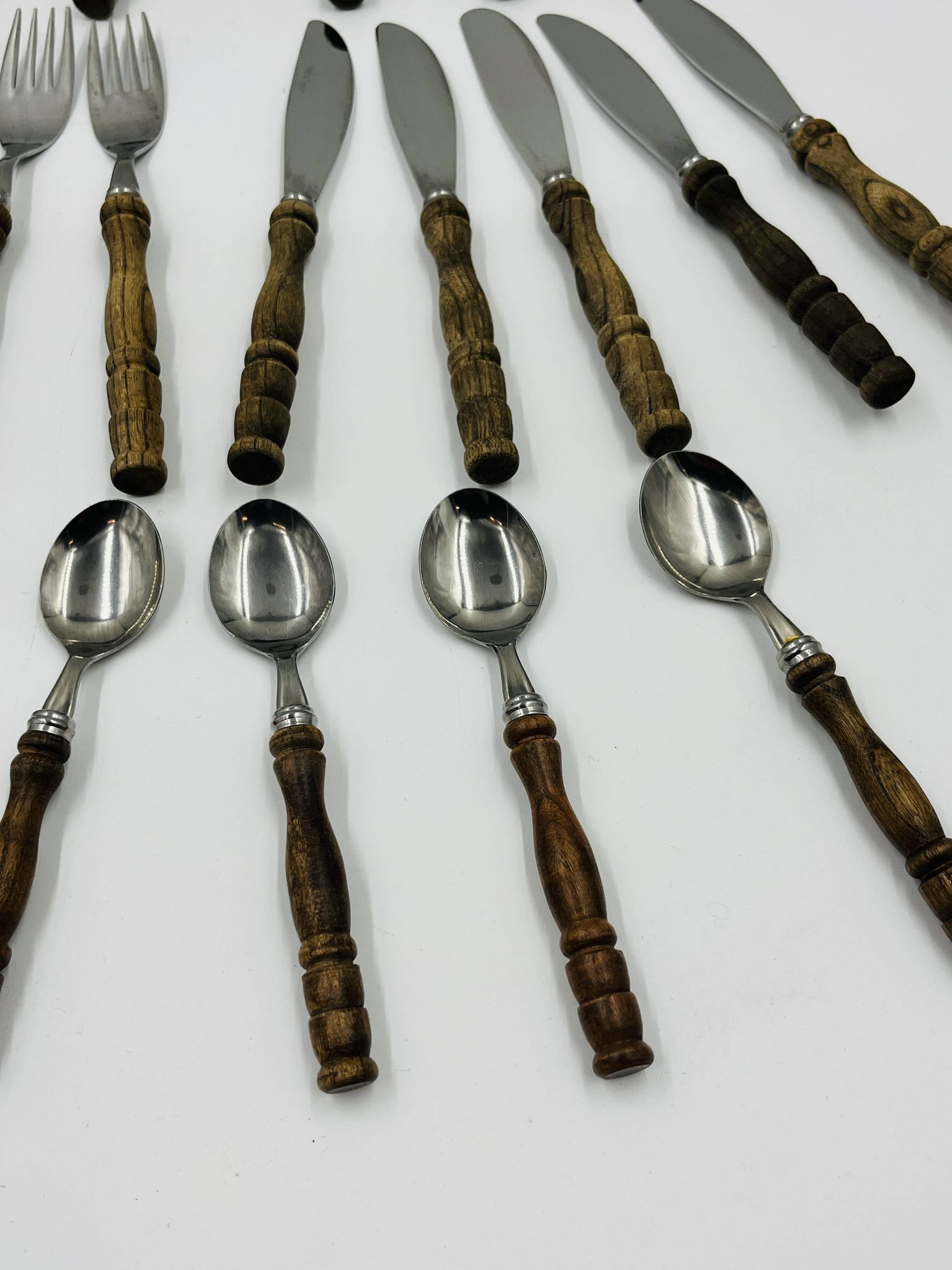 Vintage cutlery set 22 pieces wooden style handles